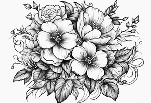 J with vines and small flowers around it tattoo idea