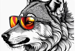 Badass wolf wearing sunglasses tattoo idea