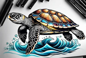 small sea turtle
 tattoo tattoo idea