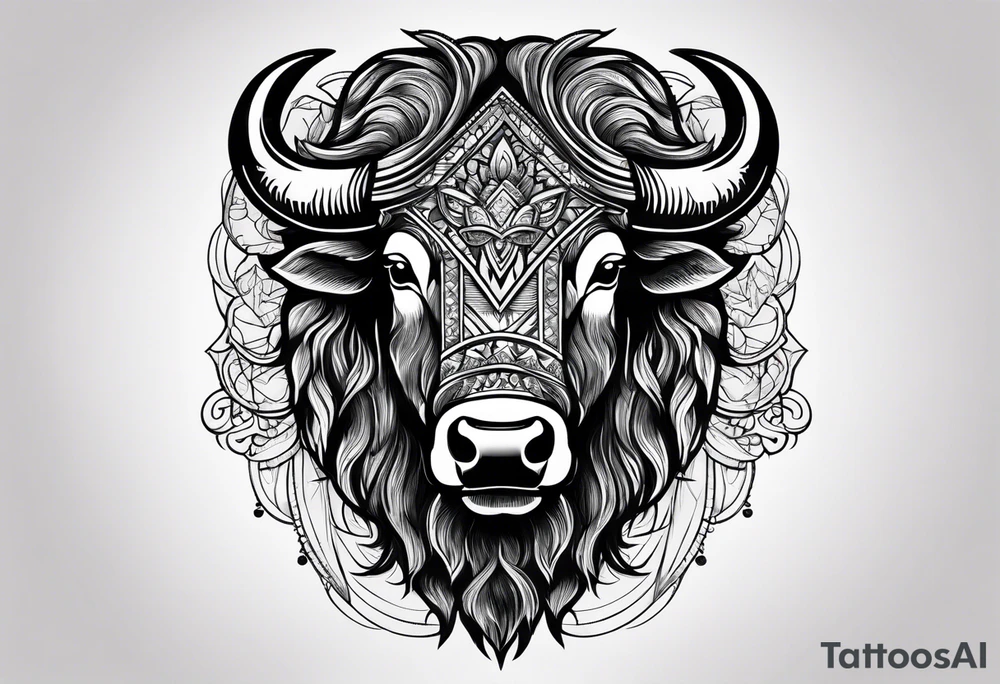 Bison head tattoo idea