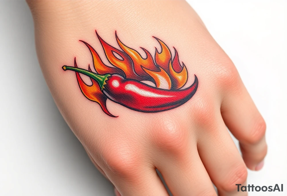 Chili pepper with flames tattoo idea