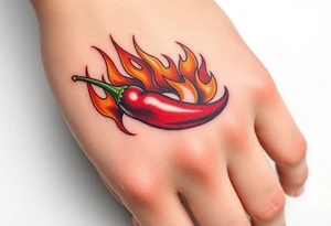 Chili pepper with flames tattoo idea