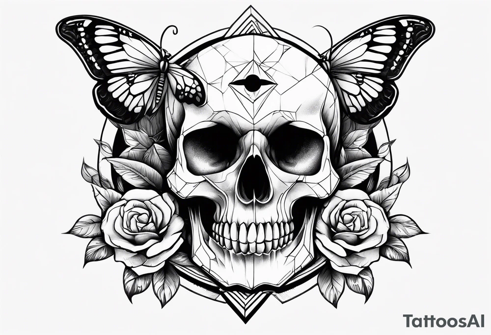 Skull and moth tattoo idea