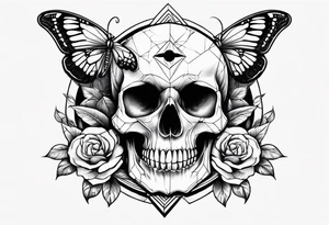Skull and moth tattoo idea