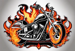 CHOPPER  flame letter font with smoke background tattoo idea