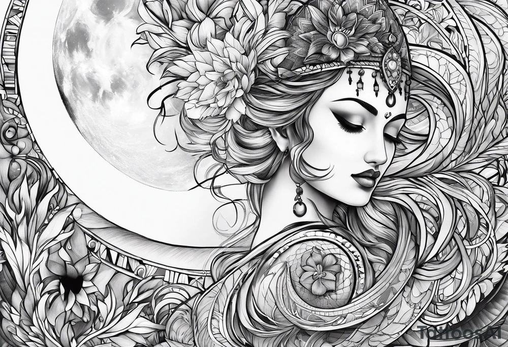 sacred moon tattoo idea
