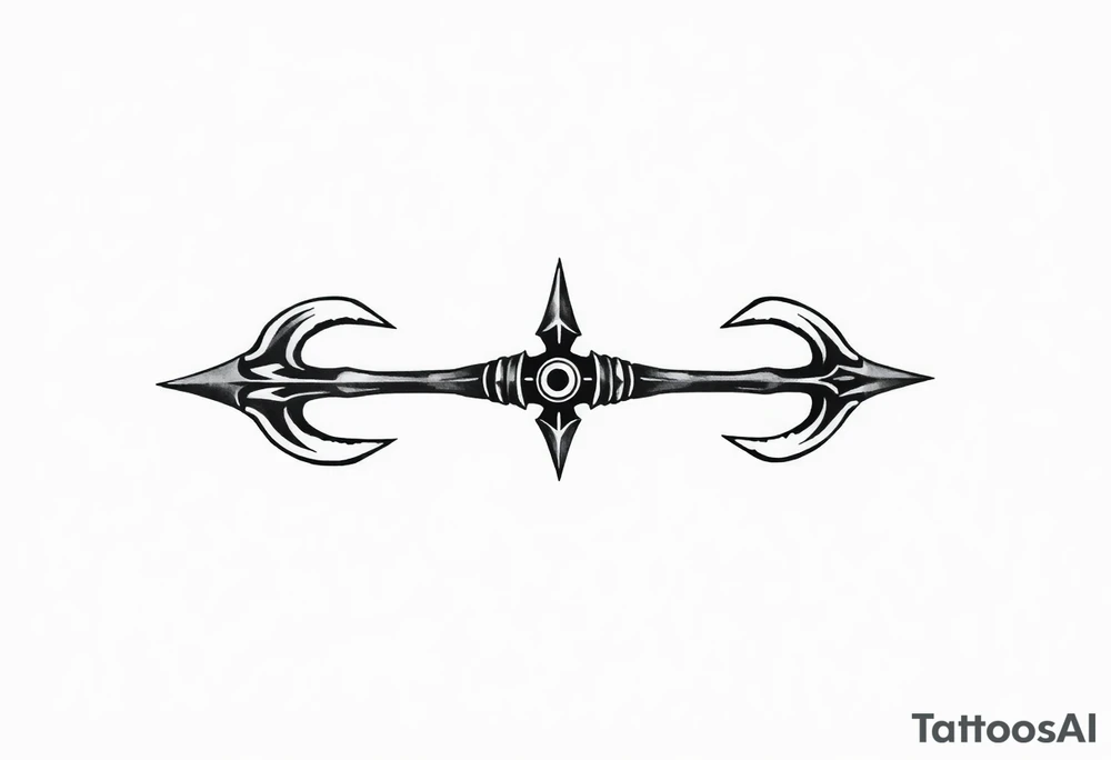 trident with cool background tattoo idea