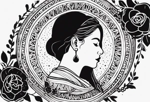 nordic text ᚠᛟᚱᛏᚢᚾᛖ ᚠᚨᚹᛖᚱᛋ ᚦᛖ ᛒᛟᛚᛞ in circul tattoo idea