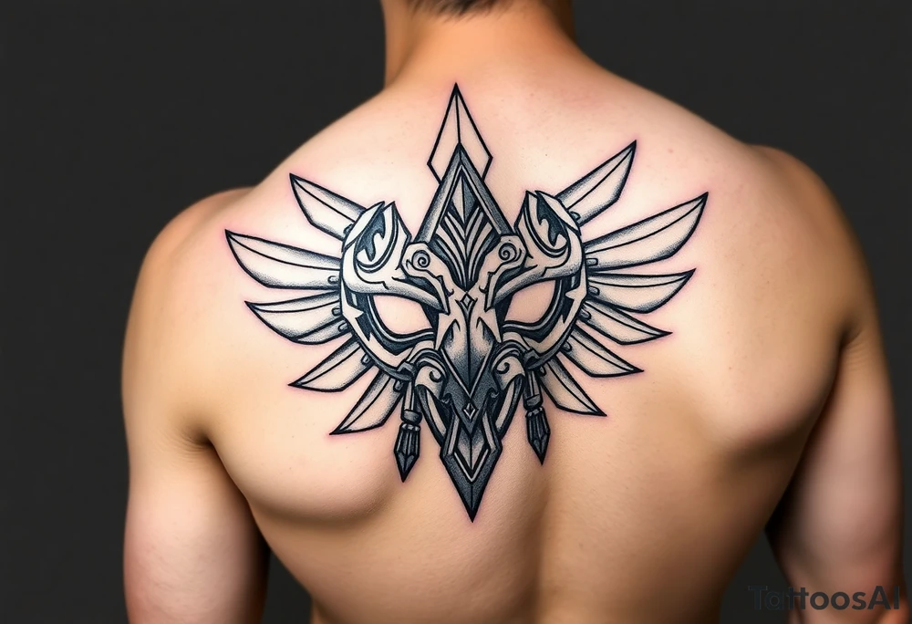 zelda ocerina of time, majoras mask, twilight princess full back tattoo idea