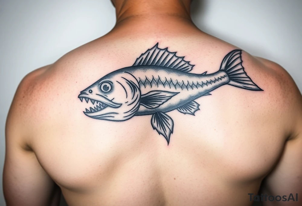 Evil black fishwrman tattoo idea