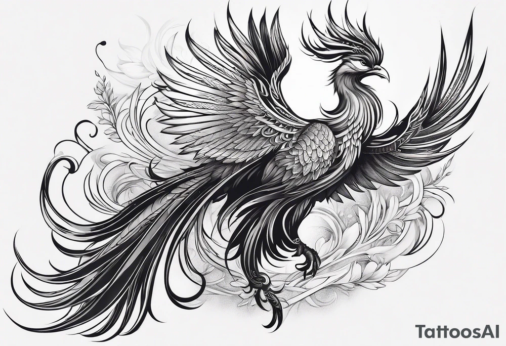 graceful asian style phoenix with extra long tail feathers and a long neck and large feathers
arm tattoo tattoo idea