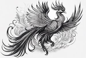 graceful asian style phoenix with extra long tail feathers and a long neck and large feathers
arm tattoo tattoo idea