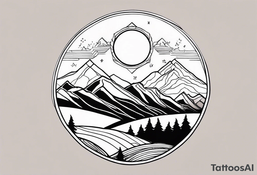 Sunset Over Mountains tattoo idea