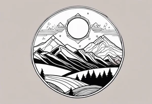 Sunset Over Mountains tattoo idea