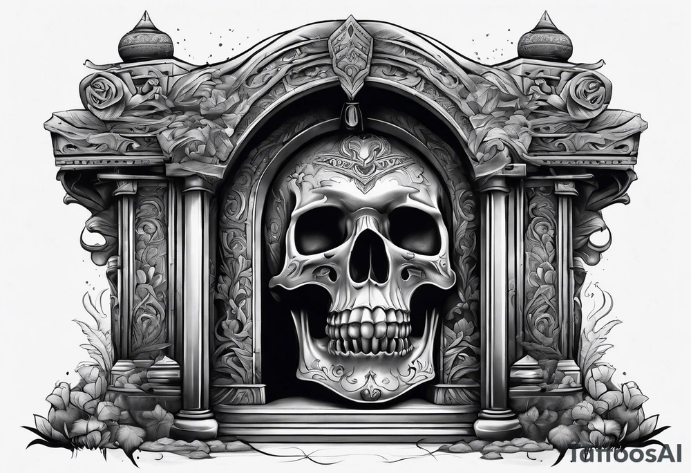 Tomb with smoke tattoo idea