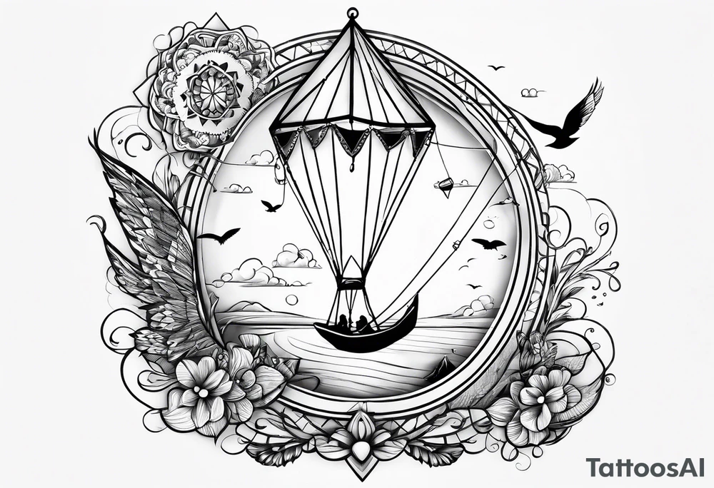 "Go Fly A Kite" spelled out in kite string tattoo idea