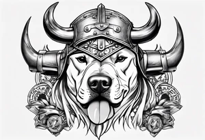 Pitbull with a viking helmet tattoo idea
