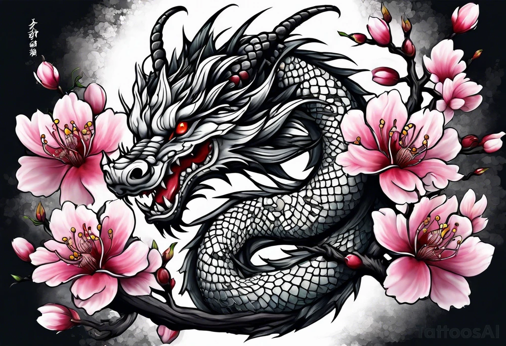 A cherry blossom dragon tattoo idea