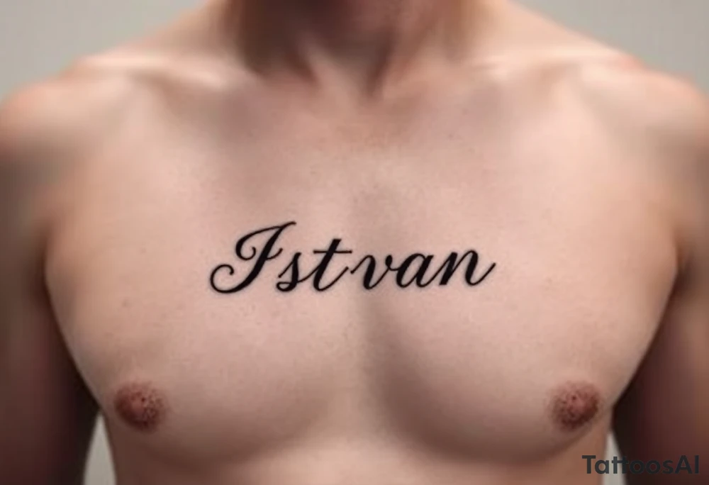A tattoo of a woman's name in a delicate font under her breast on her ribcage - Istvan tattoo idea