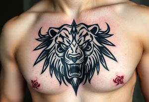 powerful bear with roman deisgn tattoo idea