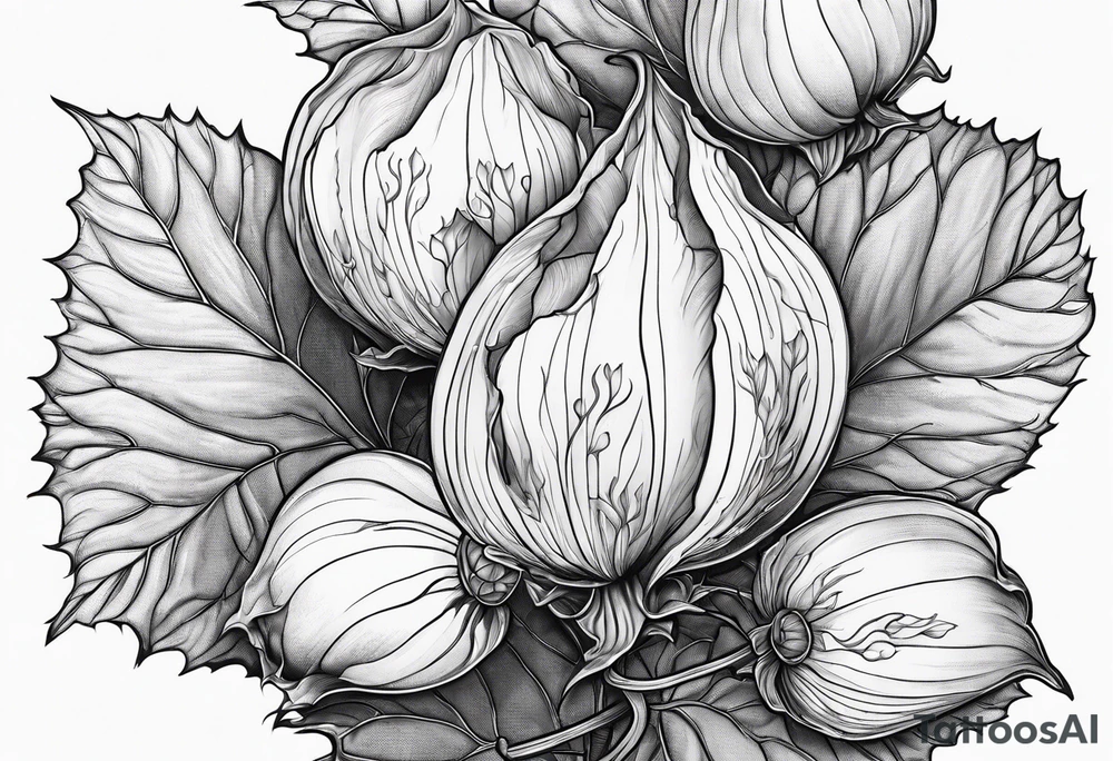 Physalis with cloud tattoo idea