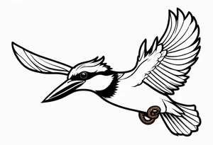 flying kookaburra with a snake in its beak tattoo idea