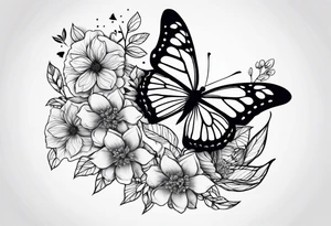 flowers tree butterflies tattoo idea