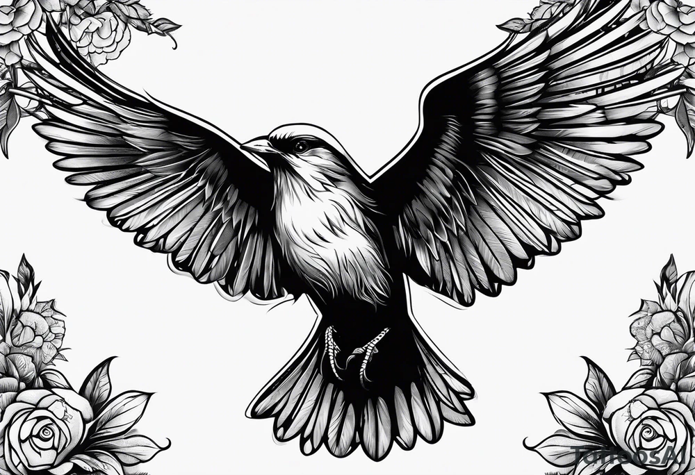cross, god, birds tattoo idea