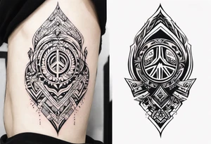 Peace and war Tribal sleeve tattoo idea