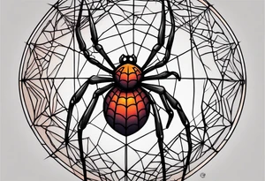 spider with web hangin down moon tattoo idea