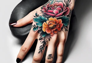 Flowers going up my finger onto my hand tattoo idea
