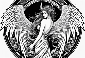 the number 13 with one angel wing and one demon wing tattoo idea