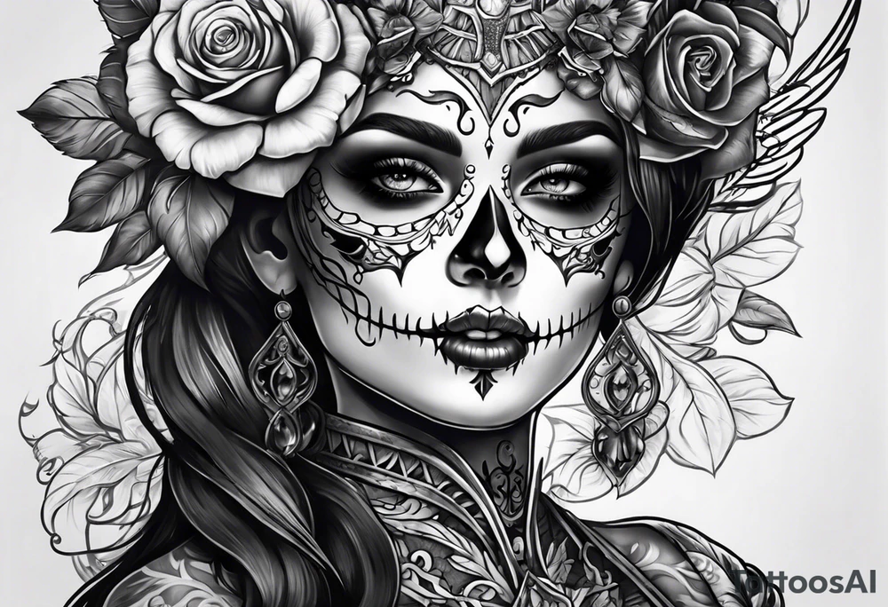 lady skeleton tattoo idea