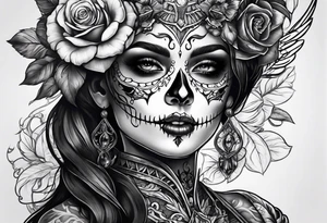 lady skeleton tattoo idea