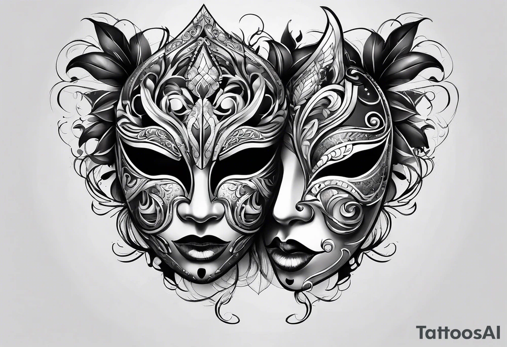 two mask tattoo design tattoo idea