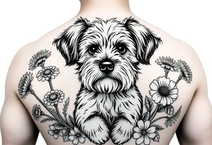 Cockapoo surrounded by fennel flowers tattoo idea