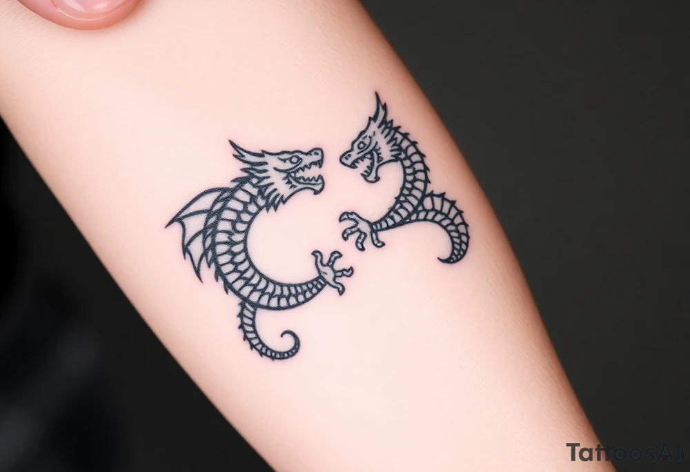 2 dragons symbolizing inner conflict tattoo idea