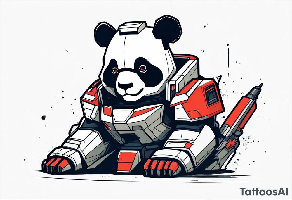 Panda dressed as a gundam tattoo idea