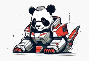 Panda dressed as a gundam tattoo idea