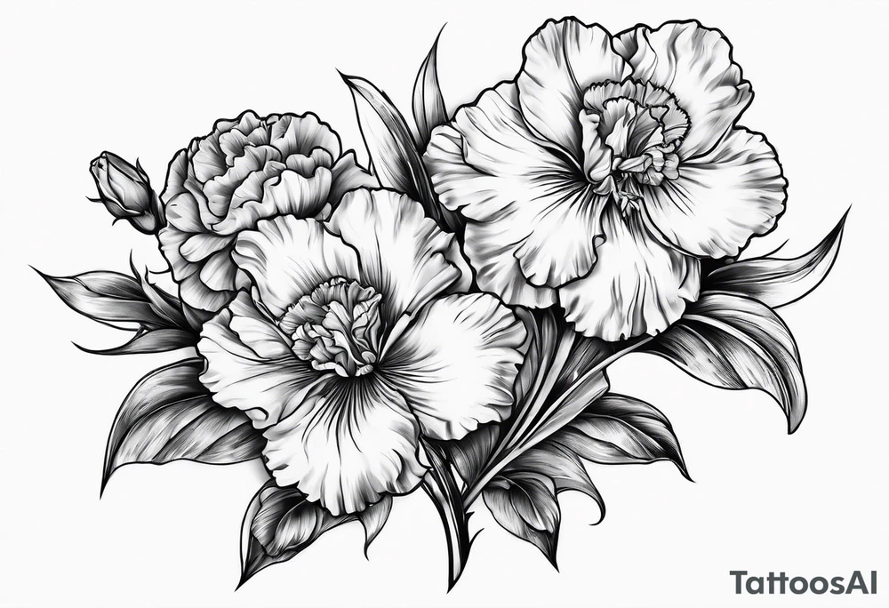 Two carnations and Two daffodils tattoo idea