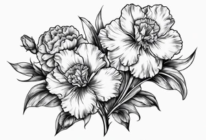 Two carnations and Two daffodils tattoo idea