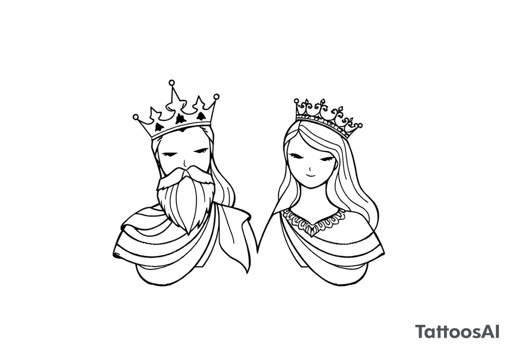 King and Queen couple with crown tattoo idea