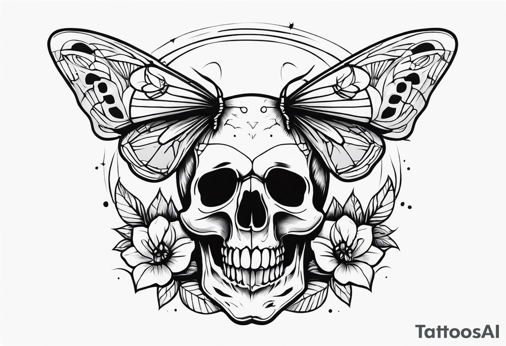 Skull and moth tattoo idea