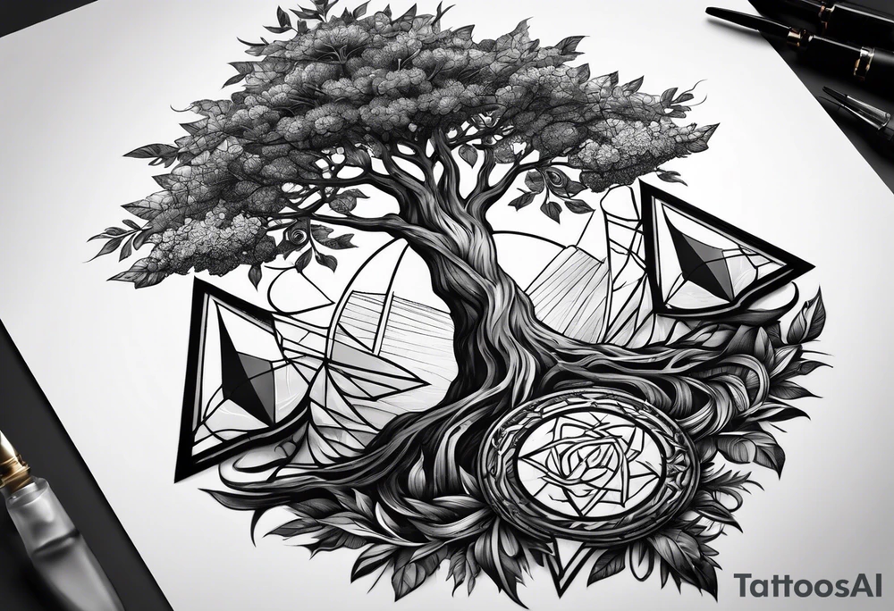 yggdrasil
3 line triangles behind tattoo idea