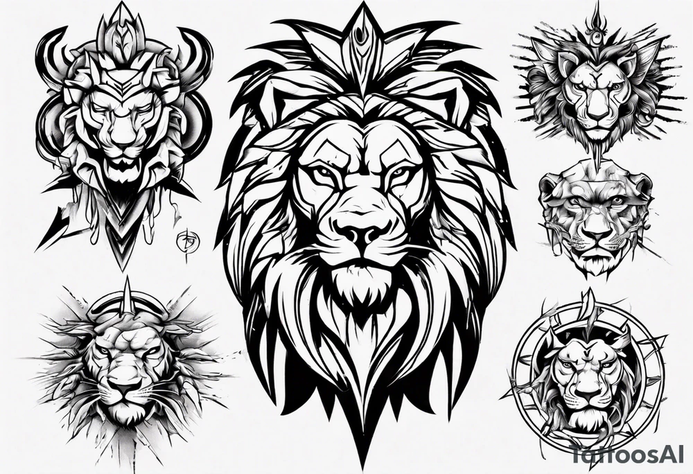 warrior lion tattoo idea