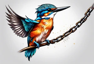 chained kingfisher tattoo idea