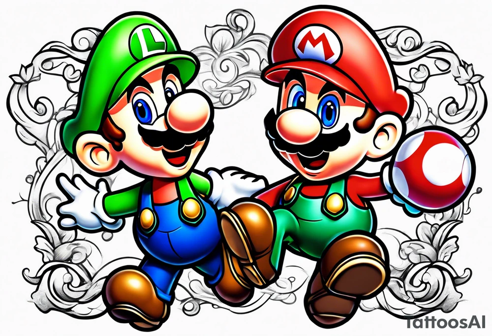 Mario and Luigi half sleeve tattoo idea