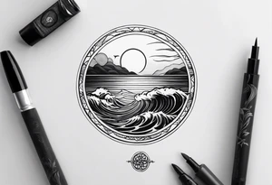 I want a tattoo of the ocean in a simple circle tattoo idea