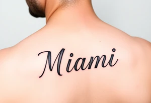 stylized names of wedding couple getting married in miami tattoo idea