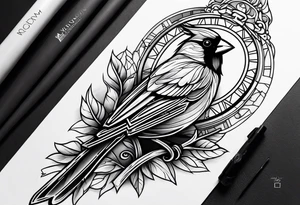 Men’s Forearm Tattoo with a cardinal and roman numerals tattoo idea